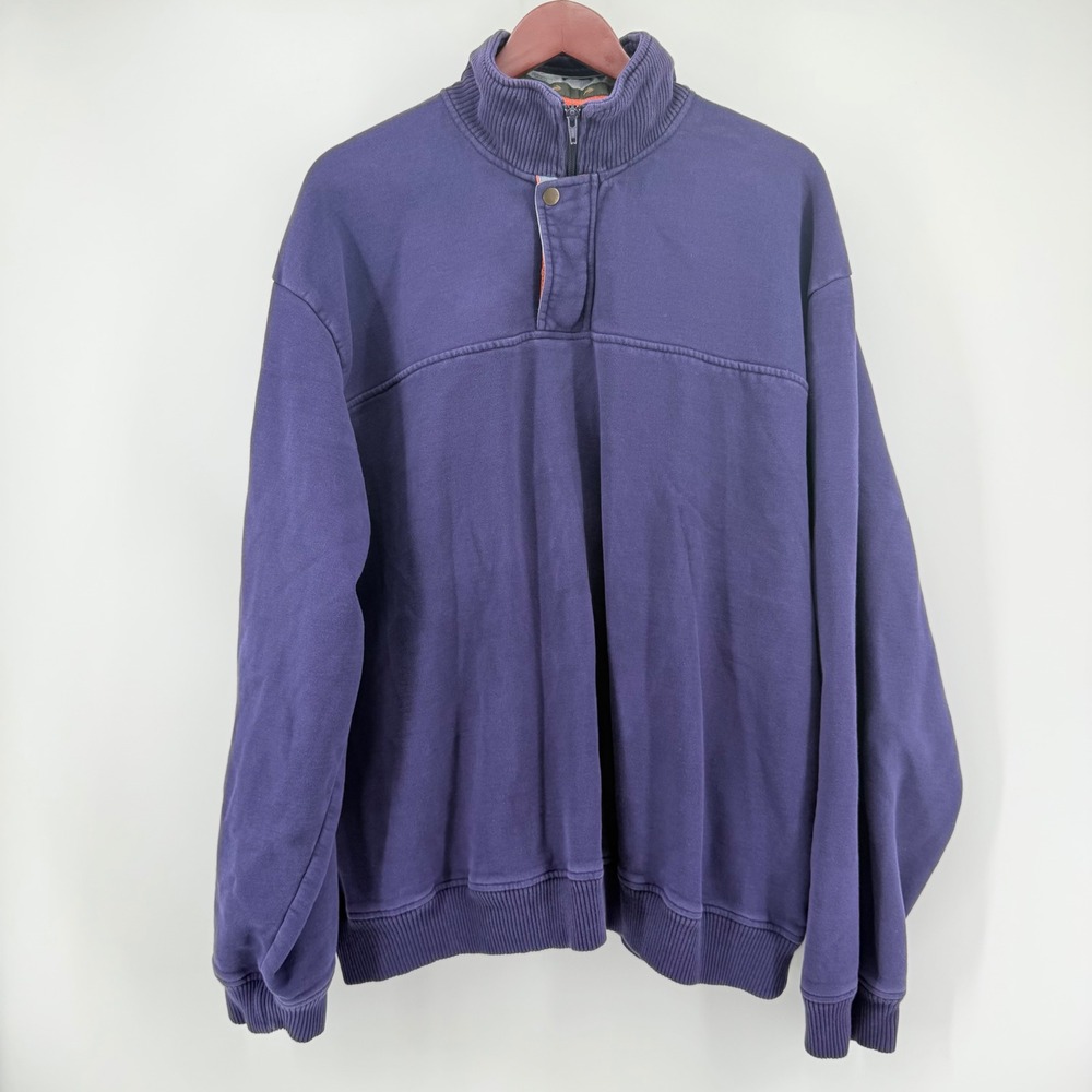 Orvis Signature Collection XXL Blue Quarter Zip Snap Pullover Sweatshirt Outdoor